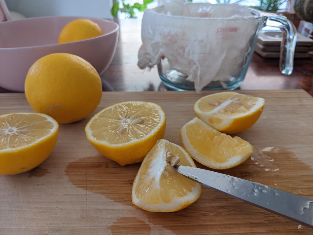 Cutting up Meyer Lemon